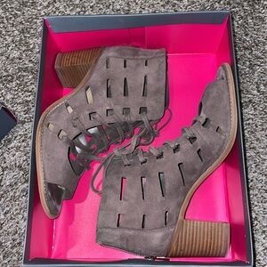 Vince Camuto Taupe Lace-Up Women's Suede Boots